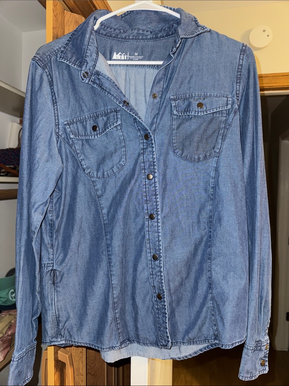 REI Men's Light Blue Denim Button-Front Shirt